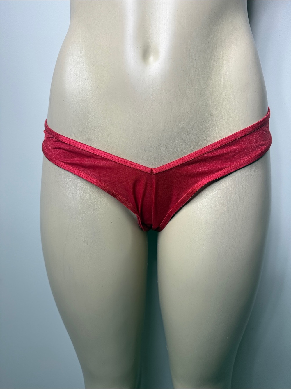 Frederick's of Hollywood Red V-Front Bikini Panty crotchless